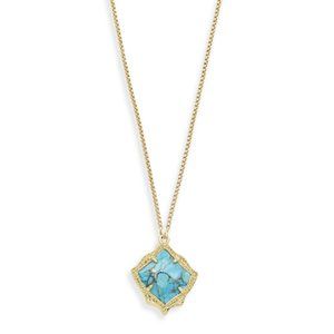 Kendra Scott Kacey Necklace Gold with Bronze Veined Turquoise